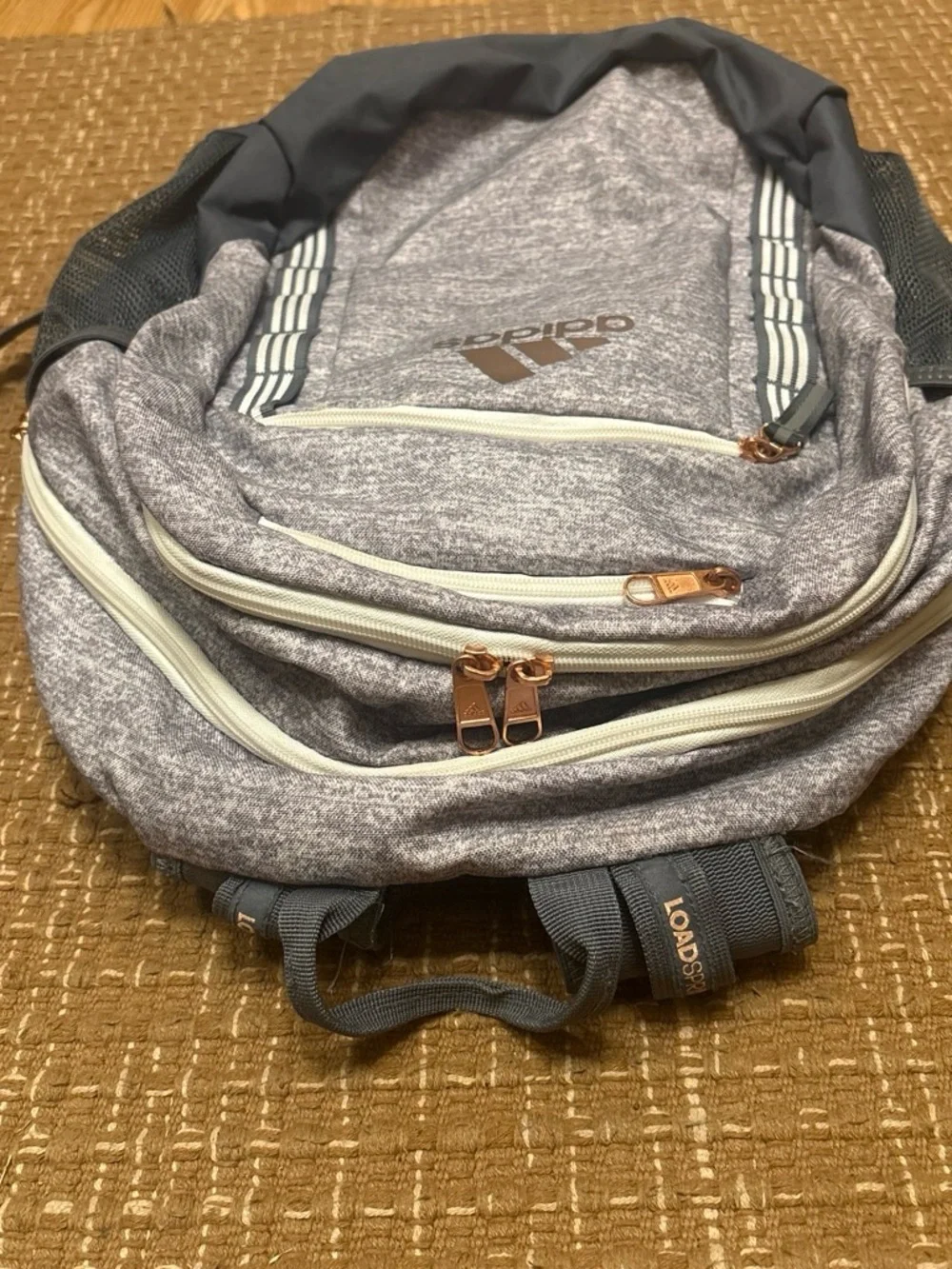 adidas Heather Gray and Rose Gold Accent Backpack - Picture 3 of 8